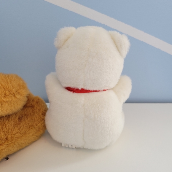 Two Cuddle Bears Vintage 1990s Full Stuffed Teddy Bears Caramel and White - Picture 10 of 14